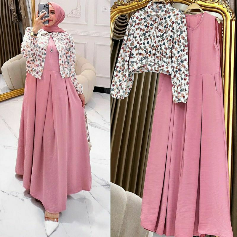 Lucy Set, SETELAN GAMIS CANTIK MODIS FIT XL LD 110 BAHAN CRINCLE AIRFLOW PREMIUM TERMURAH OOTD KEKINIAN TERLARIS