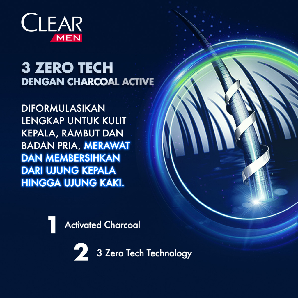 CLEAR Men Shampoo Anti Ketombe 3 in 1 Clean Active Sampo Tonik Sabun 48 Jam Perlindungan Aktif 160mL