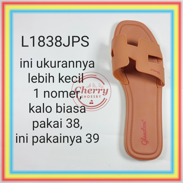 L1838JPS Sandal Selop Glanzton Wanita Karet Model H Sendal Slop Glanzton Cewek Jelly Murah Kekinian