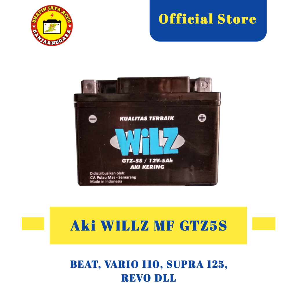 AKI WILZ GTZ5/YTZ5 UNTUK  Motor Beat,Vario 110,Supra X 125,Mio J,Soul GT,Vixion,Revo Abs,Blade GTZ5S