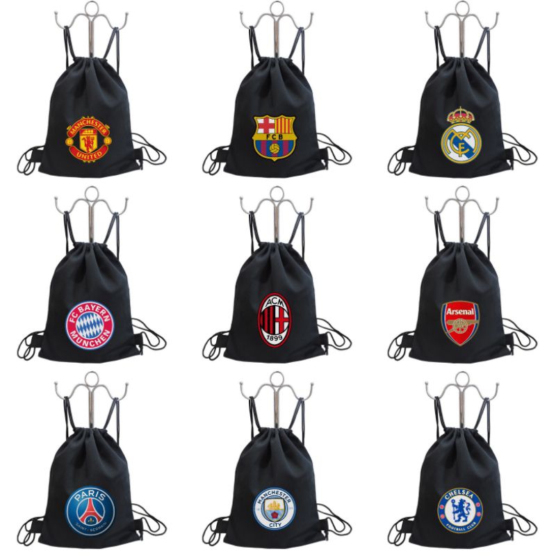 new string bag tas ransel serut FULL COLOR (DTF) sablon KLUB BOLA | bahan drill halus drawstring stringbag bag gymsack futsal olahraga kuliah kampus