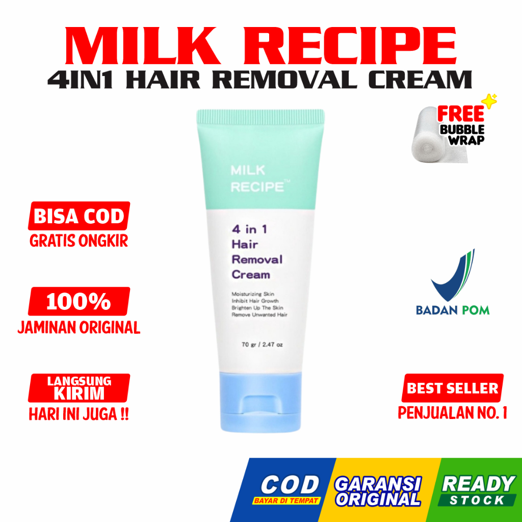 Milk Recipe Milk Tea Foaming Body Wash &amp; 4in1 Hair Removal Cream BPOM Original