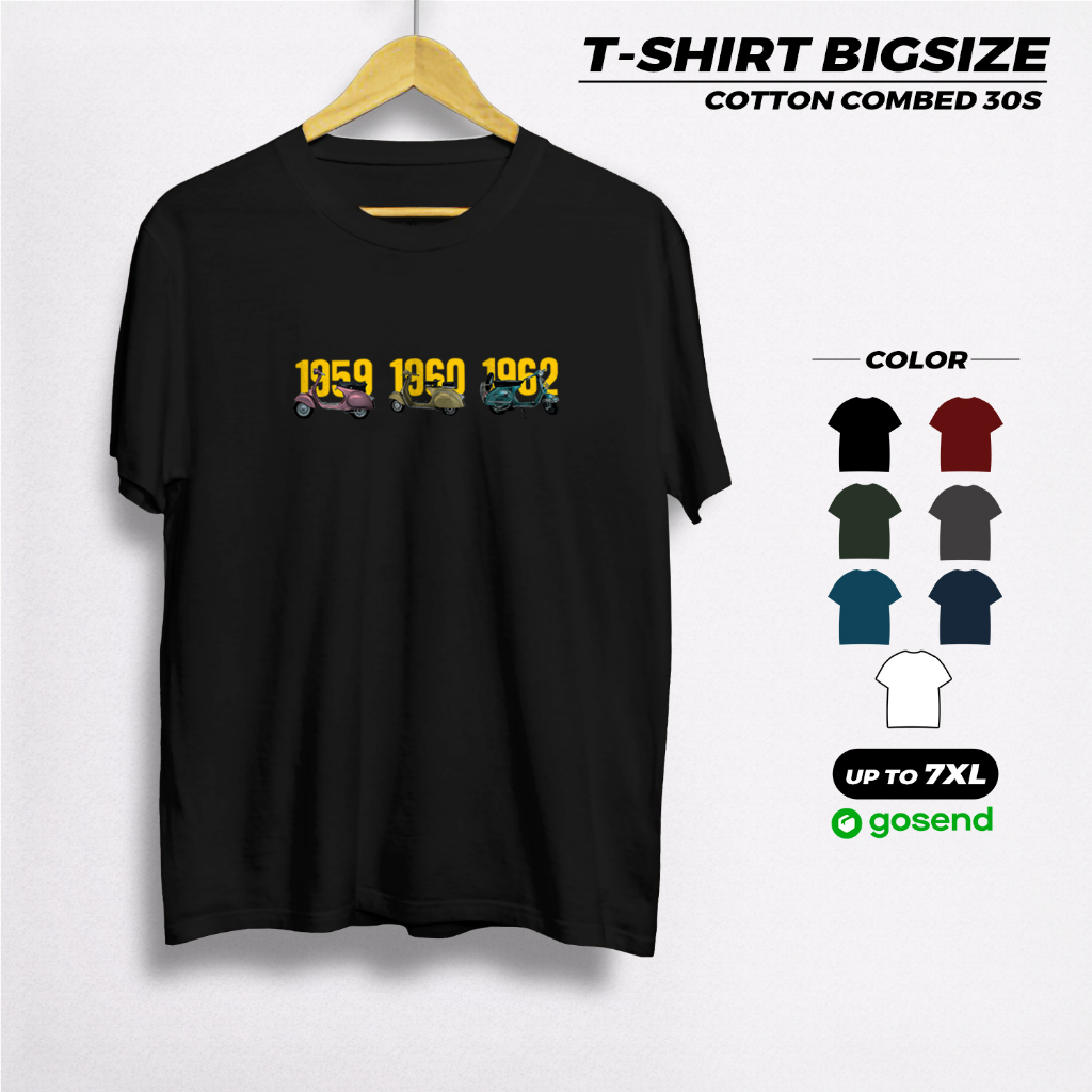 Baju Kaos Big Size Pria Jumbo xxl 5xl Kaus Vespa Cowok Lengan Pendek Distro Oversized