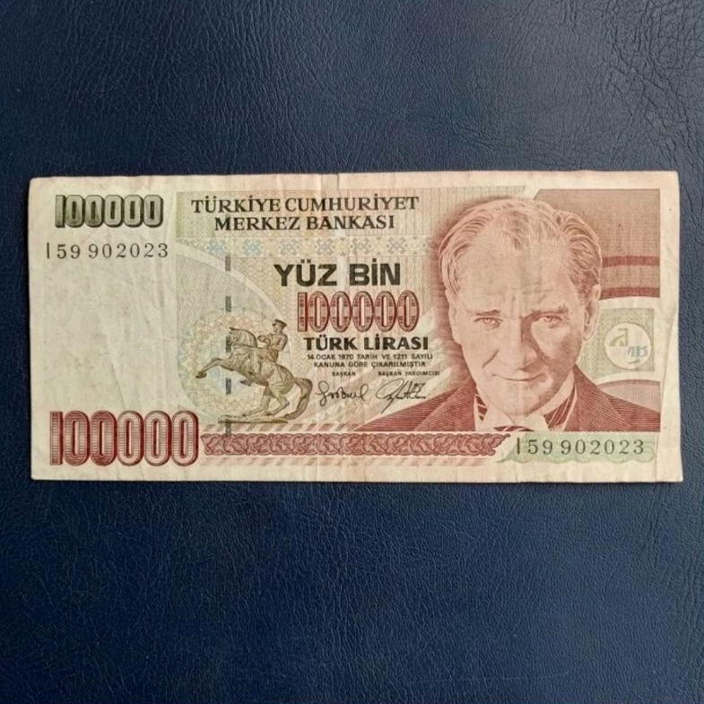 Uang Koleksi 100000 Lira Turki Attaturk