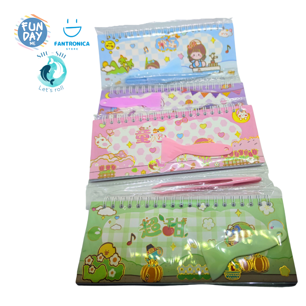 

Stiker jurnal mini / Stiker 5 in 1 dengan Pinset dan Spatula / Sticker Plastik Waterproof tahan air / notes Calendar Kalender / Stiker Buku Notes Spiral