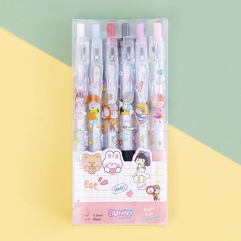 

6PCS/Set PULPEN GEL MEKANIK 0.5MM karakter lucu / pena karakter lucu / pena motif kartun