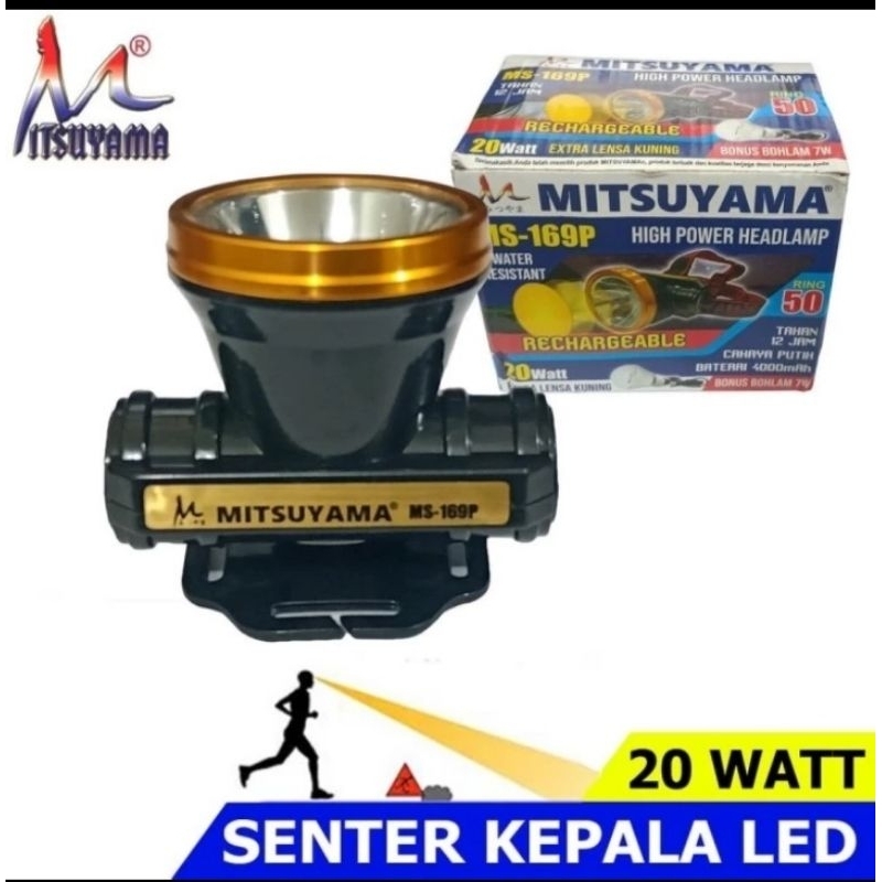 Senter Kepala LED 20 Watt MATSUYAMA MS-169 P Charge Cas Plus Lampu Bohlam USB