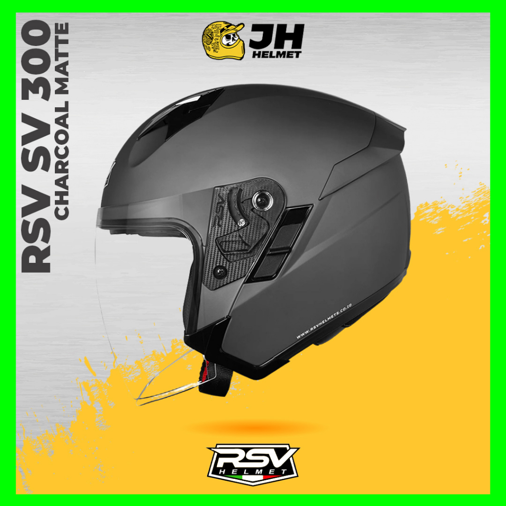 Helm RSV SV 300 Solid Charcoal Matte | Charcoal Doff | Helm Half Face | Double Visor | JUAL HELM