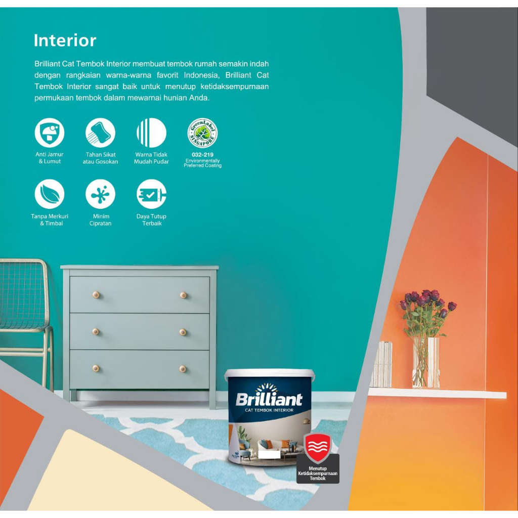 Brilliant Cat Tembok Interior Tembok Rumah Isi 5kg - Super White