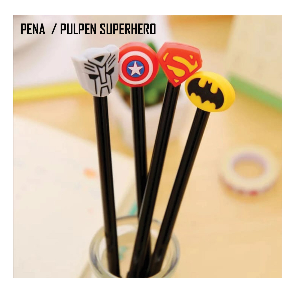 

SET PENA SUPERHERO / PULPEN GEL SUPERHERO / ALAT TULIS KARAKTER ANAK SUPERHERO / TULIS STATIONARY MURAH