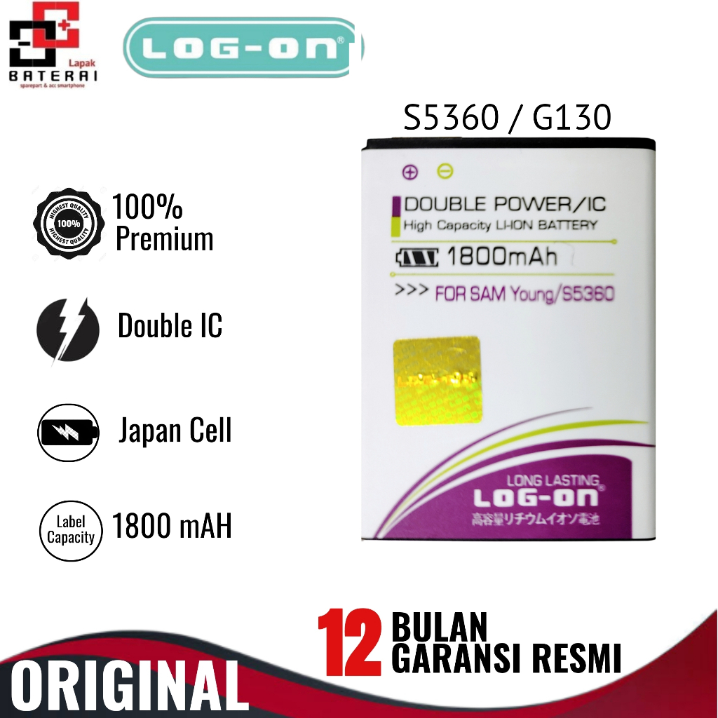 LOG - ON Baterai Samsung G130 Young 2 Double IC protection