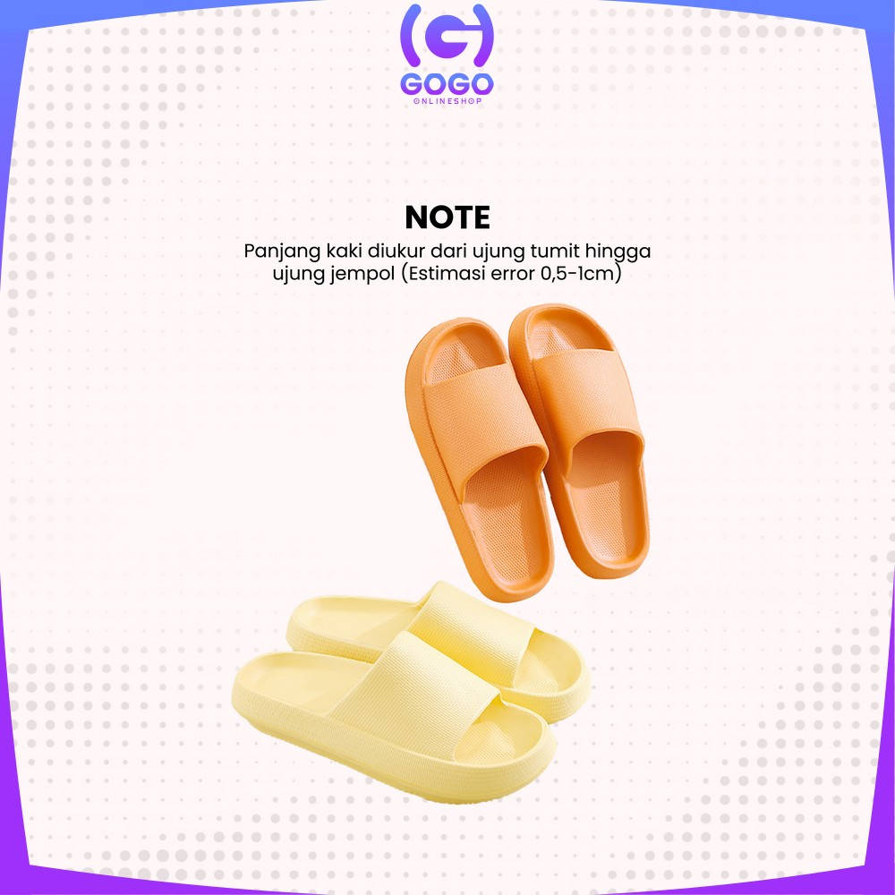 GOGO-S56 Sandal Slip-On Karet Jelly Sendal Selop Rumah/Kamar Mandi Comfy Cowok Cewek Anti Slip Elastic Empuk EVA Unisex