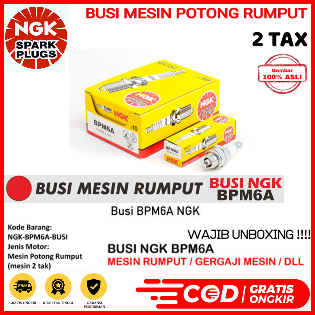 BUSI NGK BPM6A MESIN POTONG RUMPUT 2T 2 TAK ALAT PENYIANG GULMA GENSET ALAT FOGGING GERGAJI MESIN TA