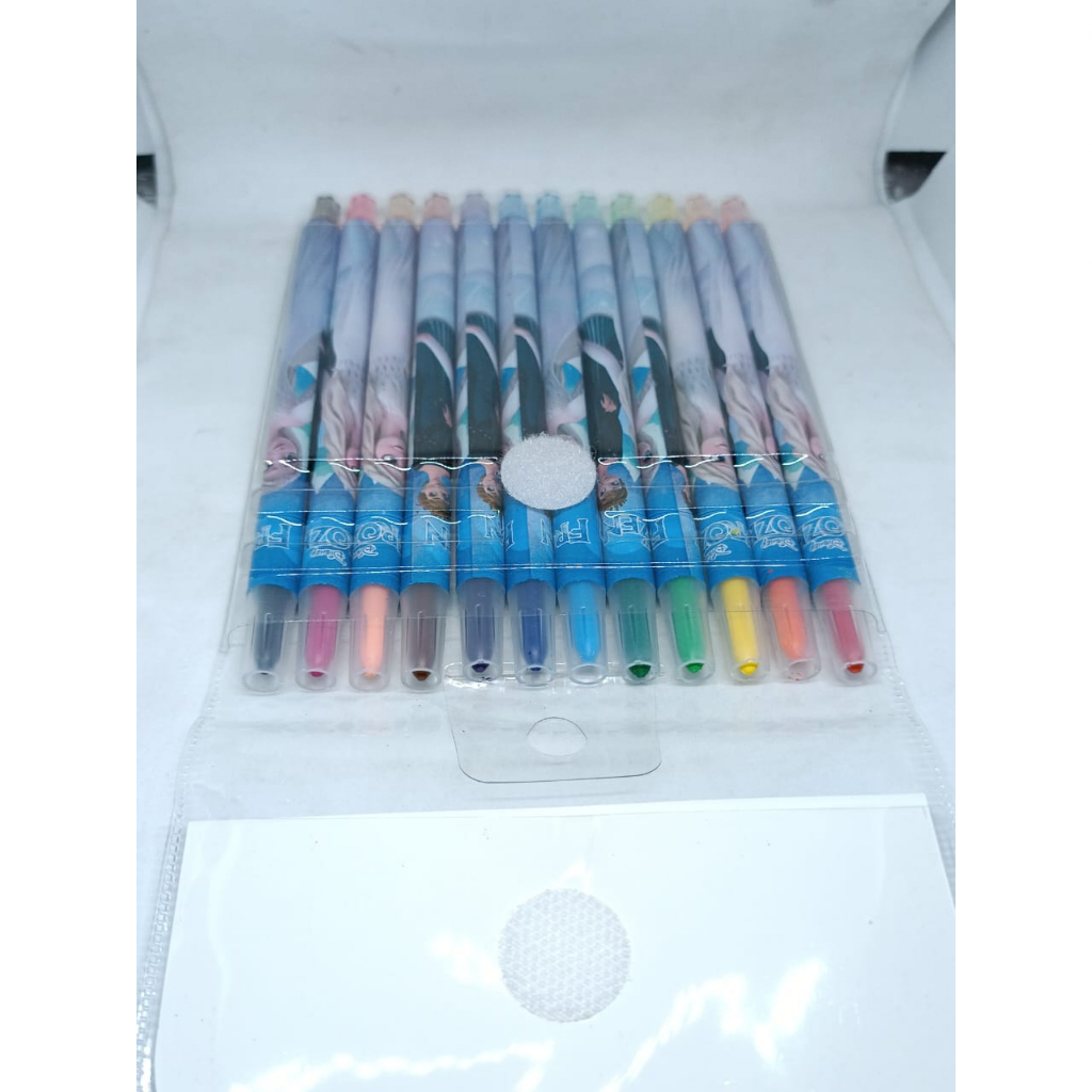 CRAYON KRAYON OIL PASTEL PENDEK 12 WARNA BERMOTIF KARAKTER KARTUN FANCY 1 PAK