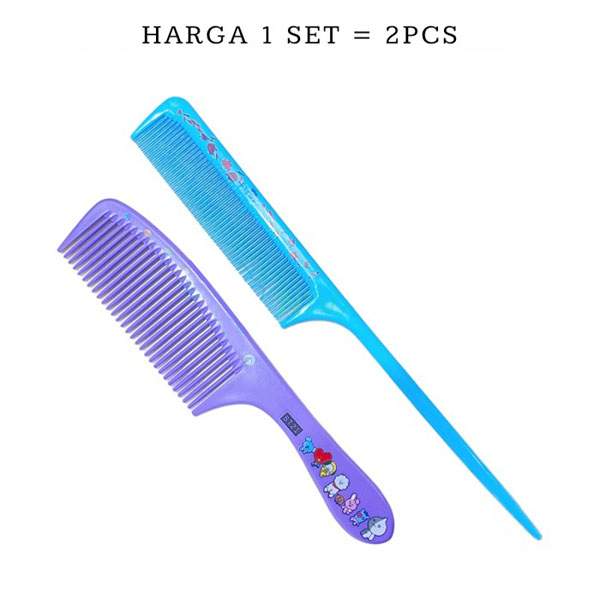 Sisir Rambut Set 2 Pcs Comb Sisir Fancy / Sisir Hitam Warna Karakter Lucu Motif Import 2 in 1 / TS-85