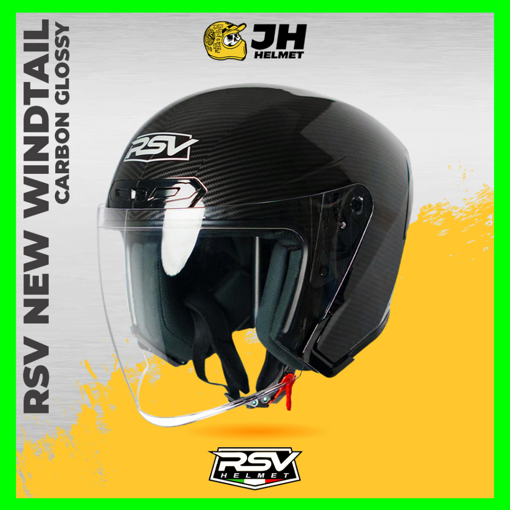 Helm RSV Windtail Solid Carbon Glossy | Helm Half Face | JUAL HELM