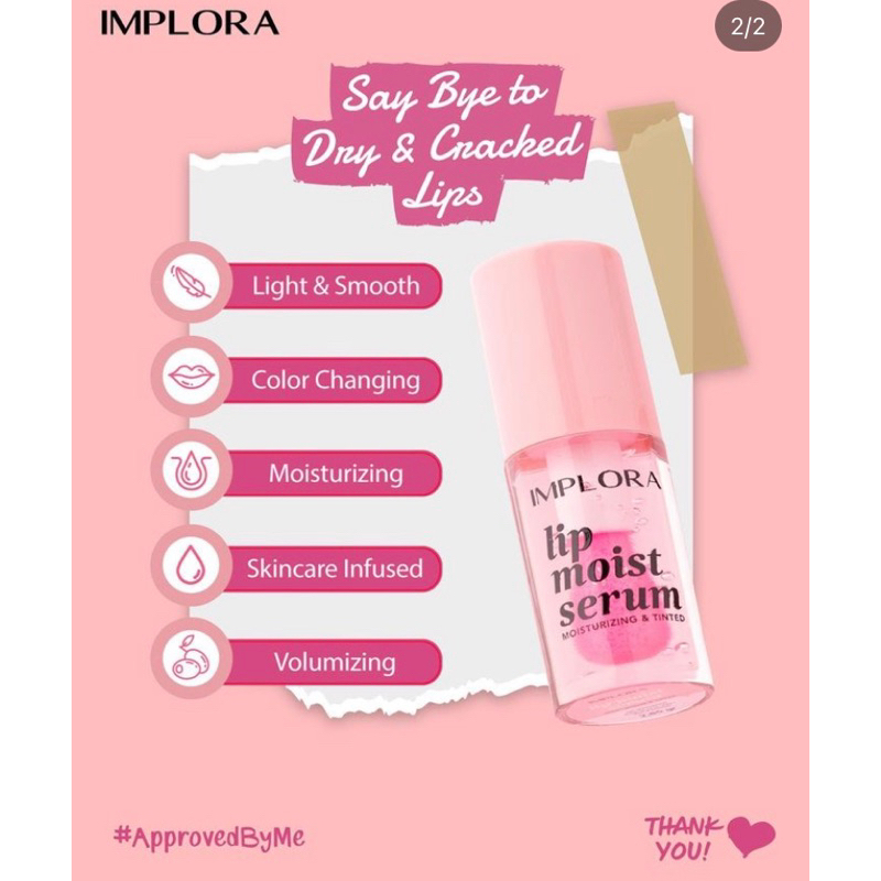 IMPLORA Lip Moist Essence 2.85gr | Lip Moist Serum | Lip Oil - Pelembab Bibir | Perawatan Bibir