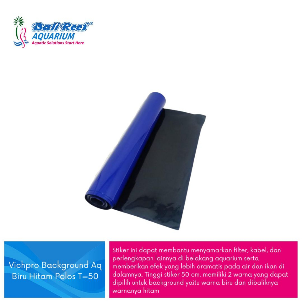 Background Aquarium Biru Hitam Polos Tinggi 50 Cm
