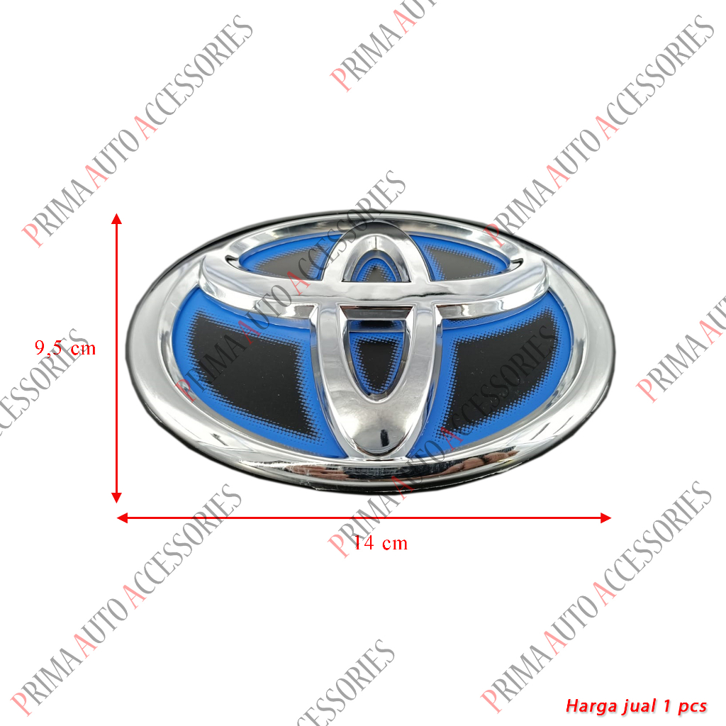 Emblem Logo TOYOTA HYBRID HITAM BIRU  14 Cm