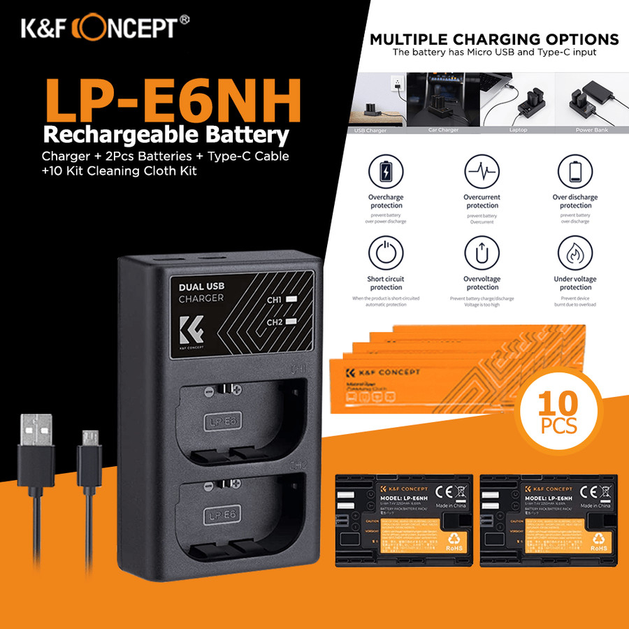 KNF Concept Battery Canon LP-E17 2-Pack With Dual Charger