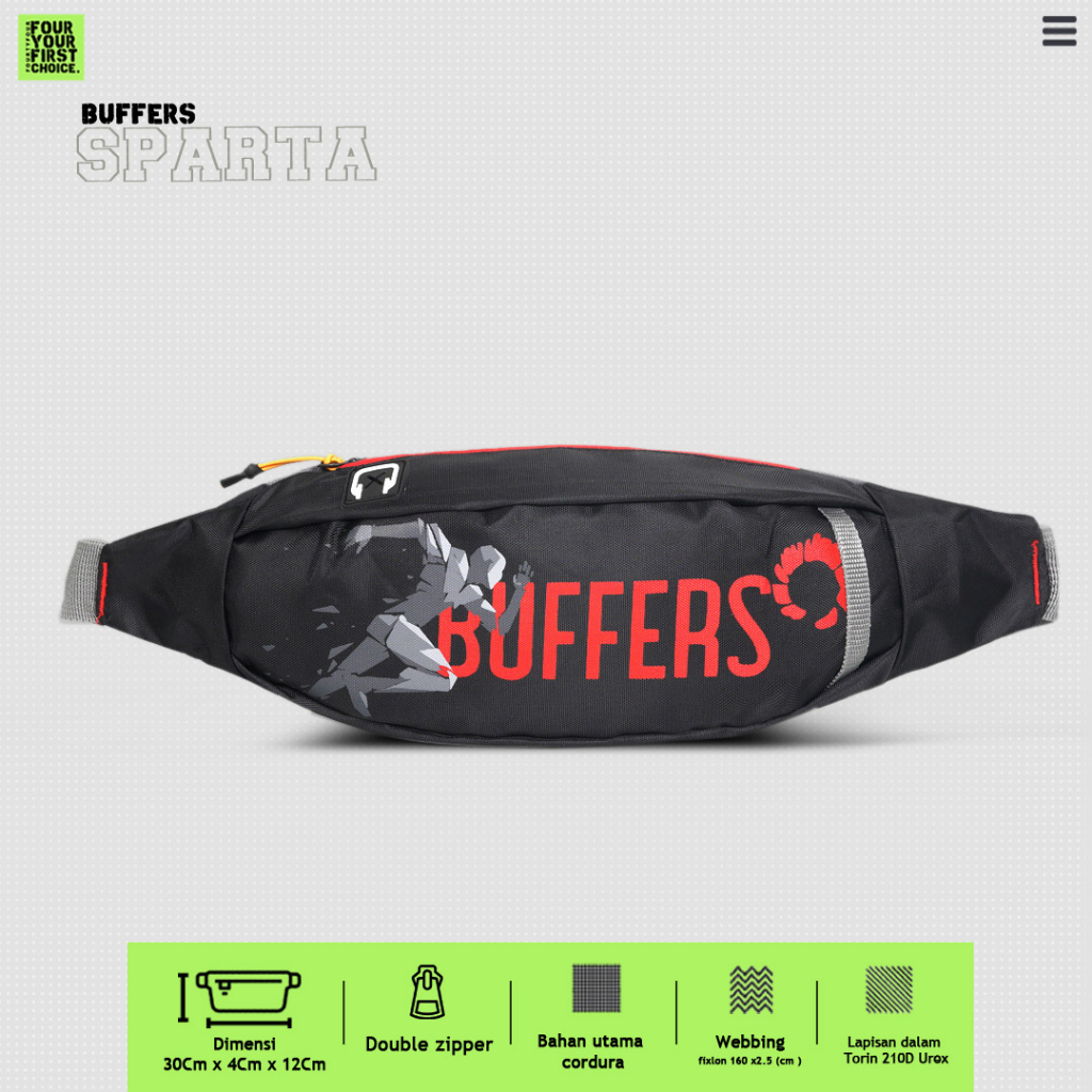 BUFFERS Sparta - Waistbag Premium Waist Bag Pria Tas Pria Tas Selempang Pria
