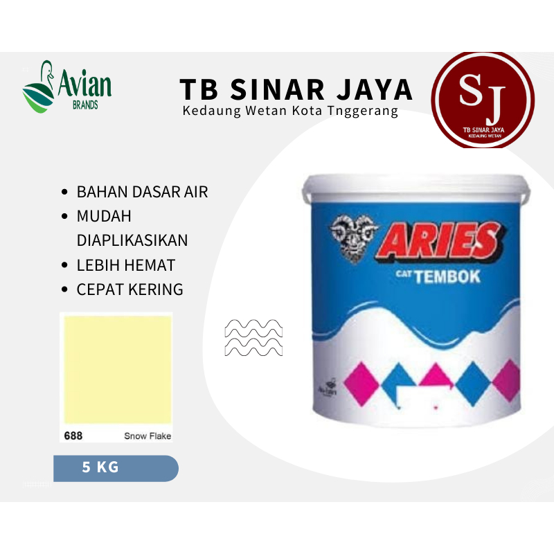 Cat Tembok Aries Avian Cat Tembok Dinding Interior 5kg - 688 Snow Flake