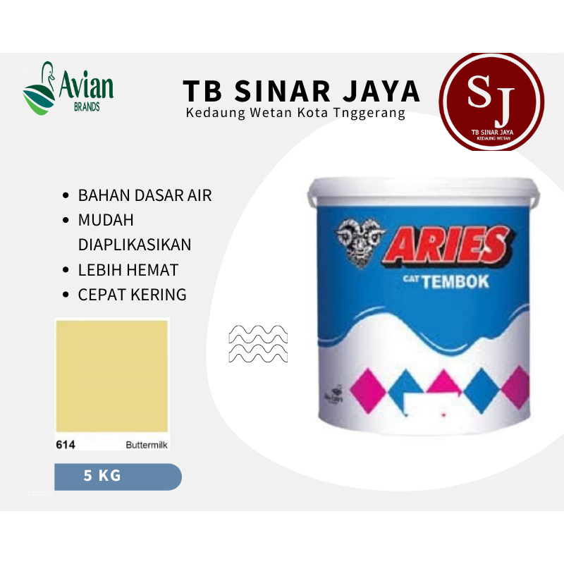 Cat Tembok Aries Avian Cat Tembok Dinding Interior 5kg - 614 Buttermilk