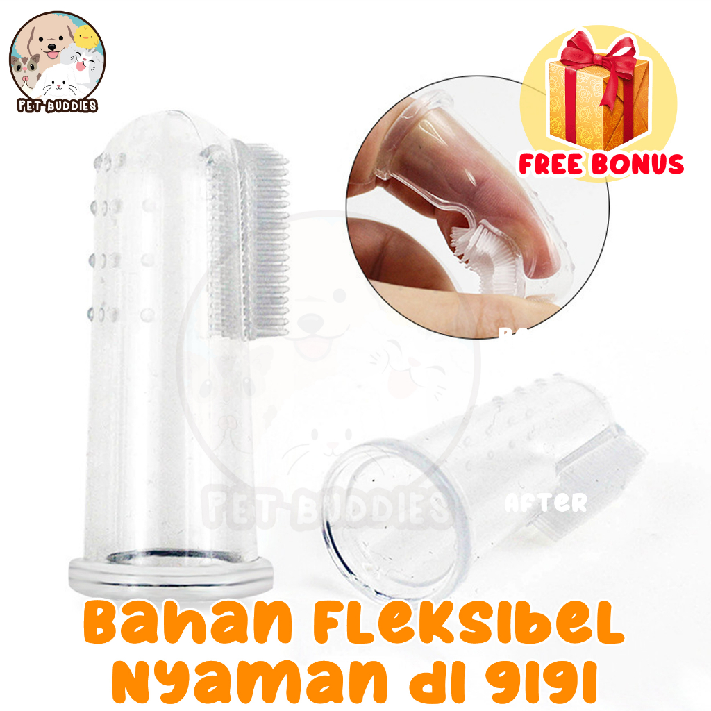 Sikat Gigi Jari Anjing/Kucing Silikon Pet Finger Toothbrush