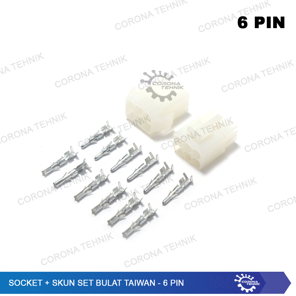 Socket + Skun Set Bulat Taiwan - 6 Pin