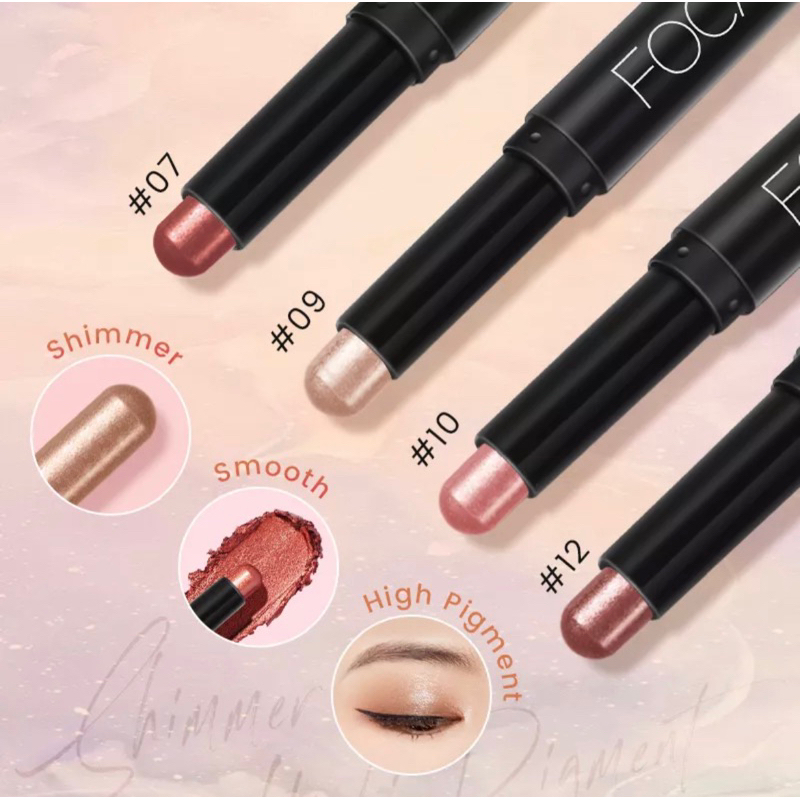 FOCALLURE - Cream Shimmer Single Eyeshadow Pencil Gel Long-Lasting Waterproof Sweatproof Ultra Slim Eyeliner Pen Tahan air Awet Eye Makeup Kosmetik Viral BPOM