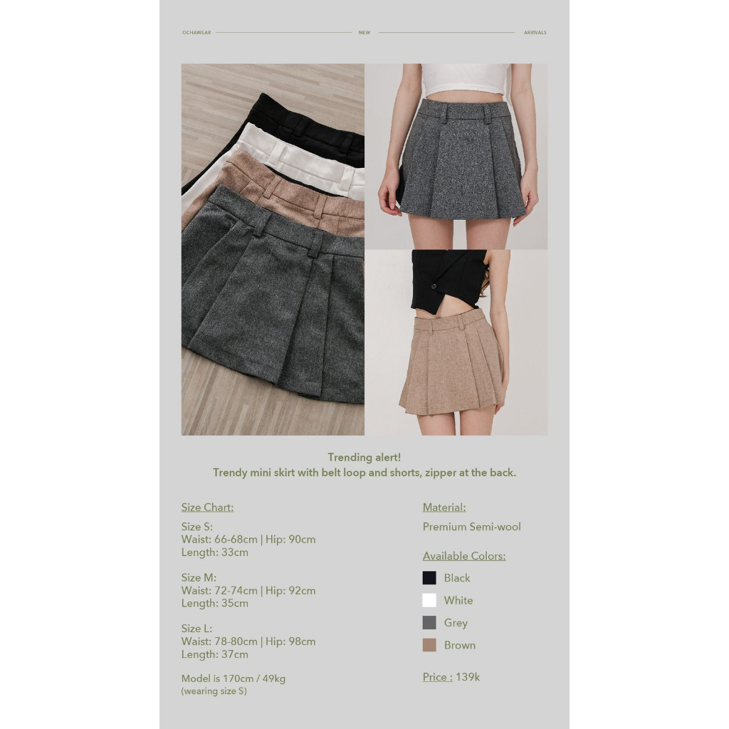 Leica Mini Skirt -- Ocha Wear | Rok Tennis | Skort Trendy Wanita