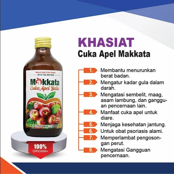 

Cuka Apel MAKKATA Batu Malang Organic Apple Cider Vinegar Asli 100% Apel Utuh