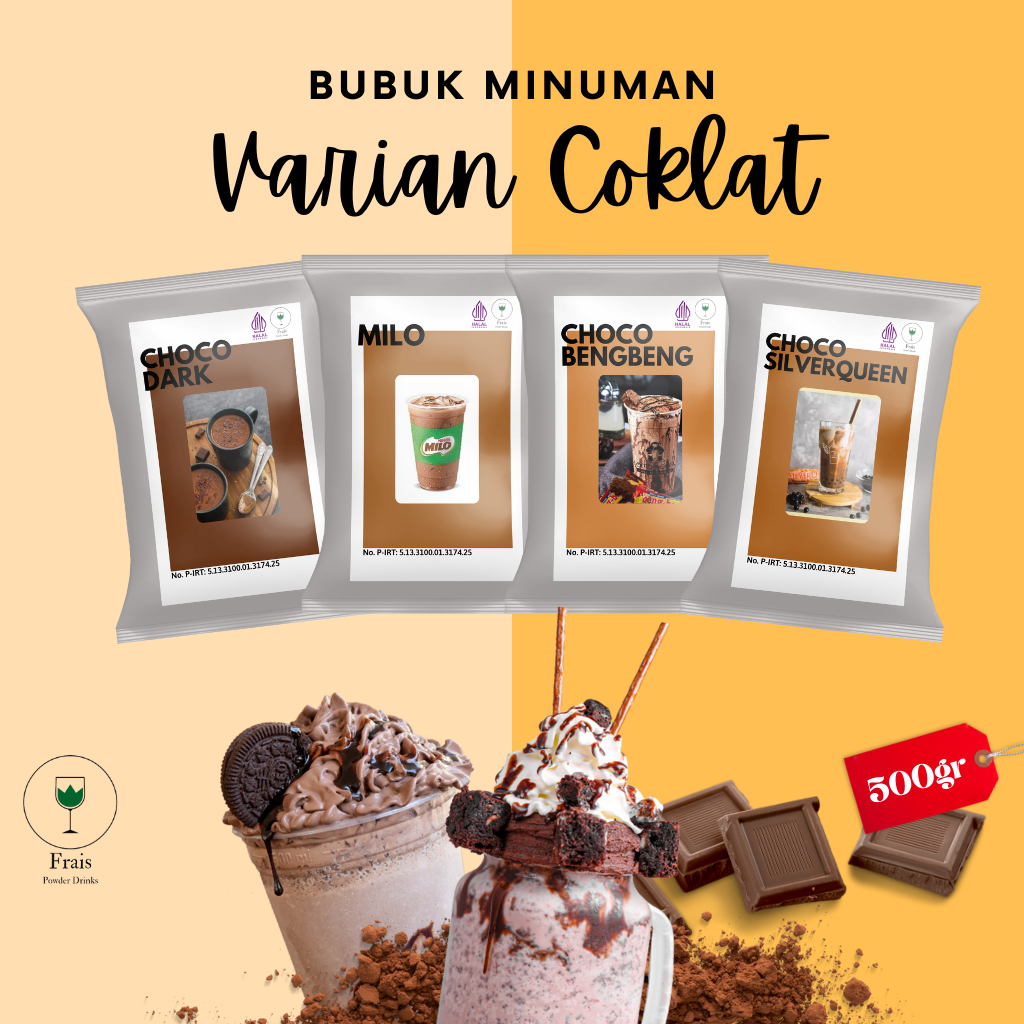 BUBUK MINUMAN RASA VARIAN COKLAT 500GR / SERBUK MINUMAN ANEKA RASA / POWDER MINUMAN BOBA KEKINIAN / MINUMAN KEKINIAN / BUBUK MINUMAN ANEKA RASA / BUBUK MINUMAN INSTAN MURAH