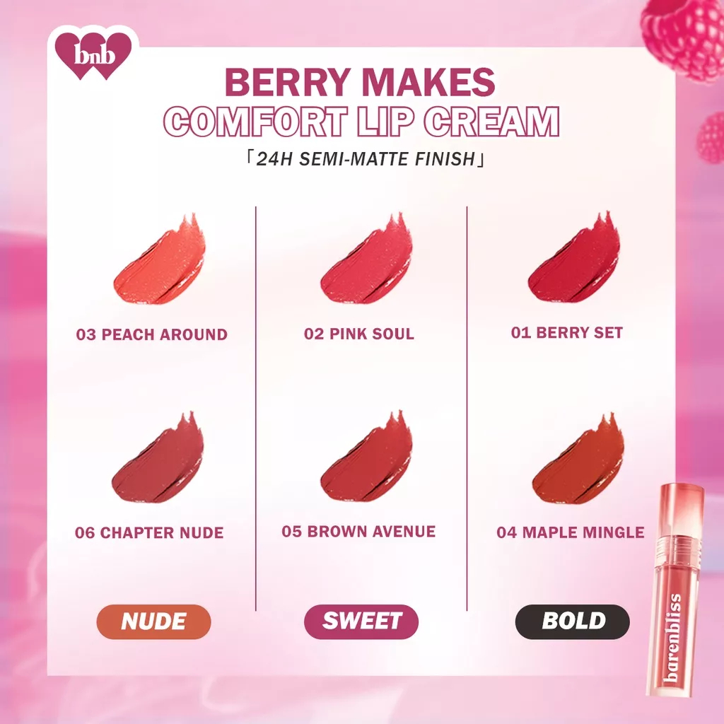 BNB BARENBLISS BERRY MAKES COMFORT LIP CREAM - BPOM - LIP CREAM BNB MURAH