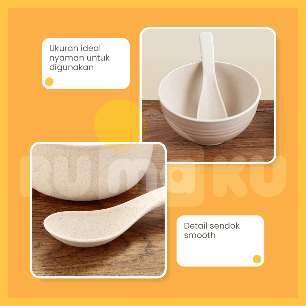 Rumaku Sendok Makan Sendok Bebek Sendok Bayi Plastik Bahan Serat Gandum Jerami Eco Friendly Tahan Panas