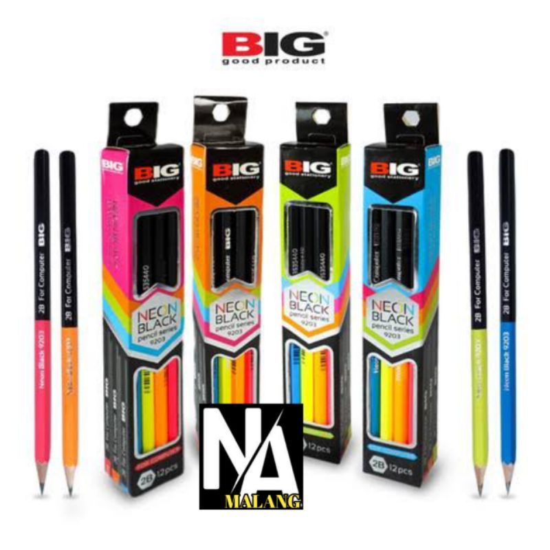 

Pensil 2B BIG Neon Black 9203 1Pack Isi 50Pcs