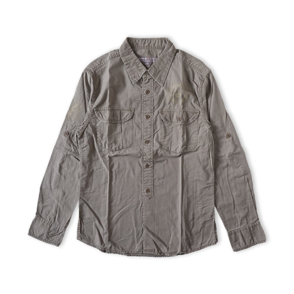 Samuel & Kevin - Kemeja Lengan Panjang Khaki/Cokelat Muda, Size M