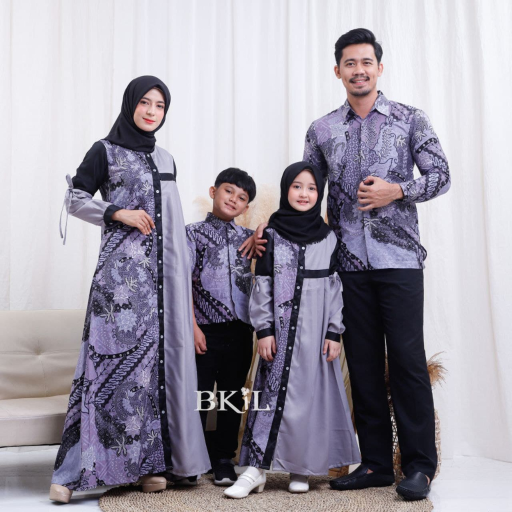 Batik Motif 2022 04 Sarimbit Keluarga Gamis Batik Kombinasi Moscrepe
