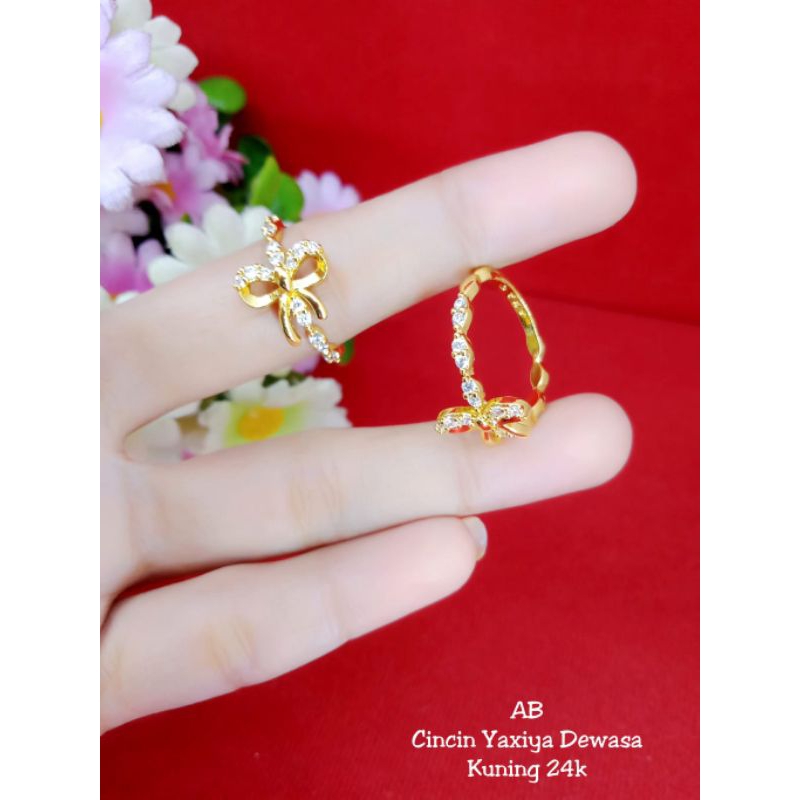 cincin pita lonjong lapis emas 24k