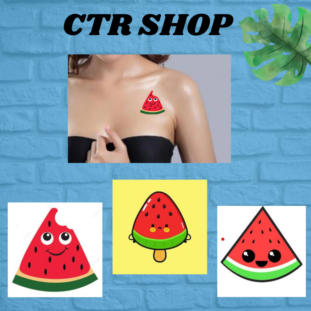 Tato temporary waterproof dan tahan lama gambar semangka aman untuk anak semi permanen ,sejenis frui