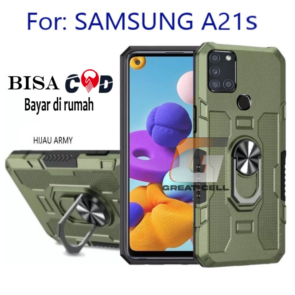 SAMSUNG A21s- KESING HARD CASE-- CASE STANDING  ROBOT  HIT EYE RING-KESING HARD CASE STANDING ROBOT 