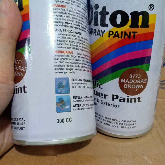 SOLID COLOURS DITON Spray Paint Acrylic Lacquer Paint Pilox Pilok Cat Semprot - 8773 MADORAS BROWN / COKLAT (300cc / 300ml)