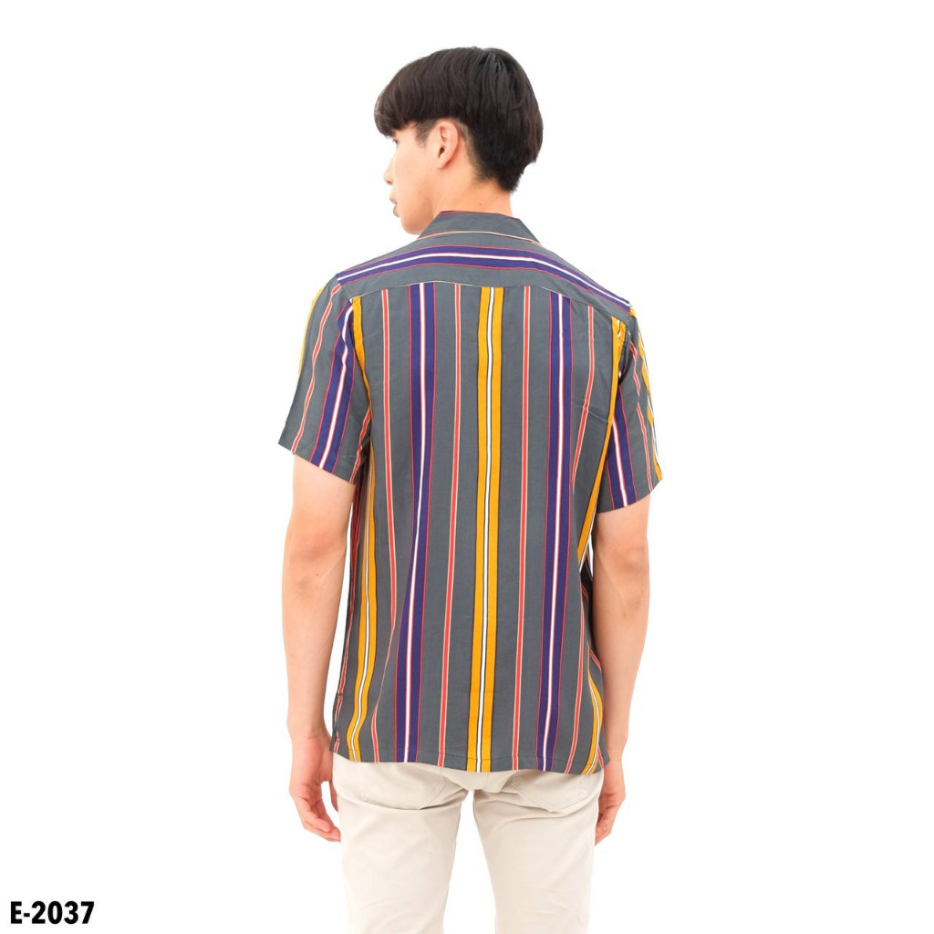 Kemeja Pantai Pria Hawaiian Shirt Katun Rayon Hawaii Lengan Pendek Slim fit Kemeja Surfing Cowok Motif