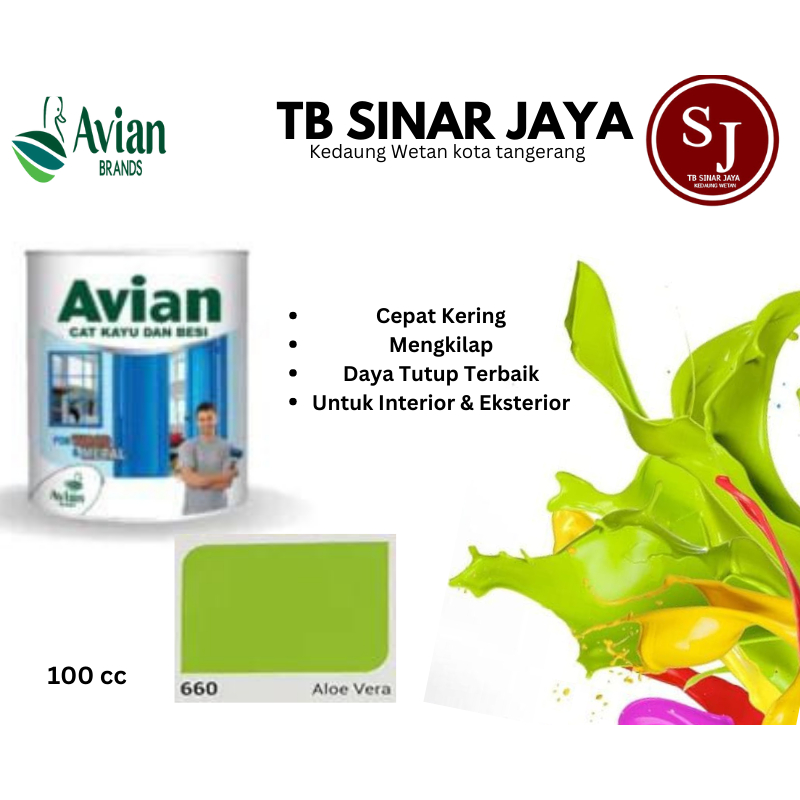 Cat Kayu dan Besi Avian 100cc /Cat Minyak Sintetis - 660 Aloe Vera