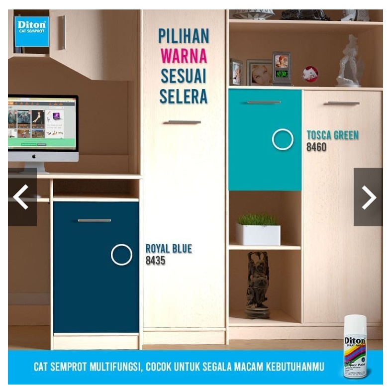 SOLID COLOURS DITON Spray Paint Acrylic Lacquer Paint Pilox Pilok Cat Semprot - 8435 ROYAL BLUE / BIRU (300cc / 300ml)