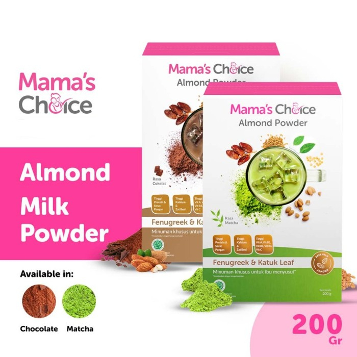 ORIGINAL Mama's Choice Almond Milk Powder 200gr / Mamas Choice Susu Almond ASI BOOSTER Coklat Matcha / Almond Milk Powder Mama Choice / Pelancar ASI Natural / LEDI MART