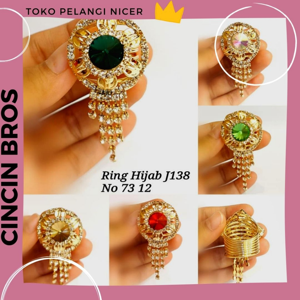 Aksesoris Cincin Jilbab /Ring Bros Hijab / Peniti Kait Model Cincin Kerudung Motif Etnik