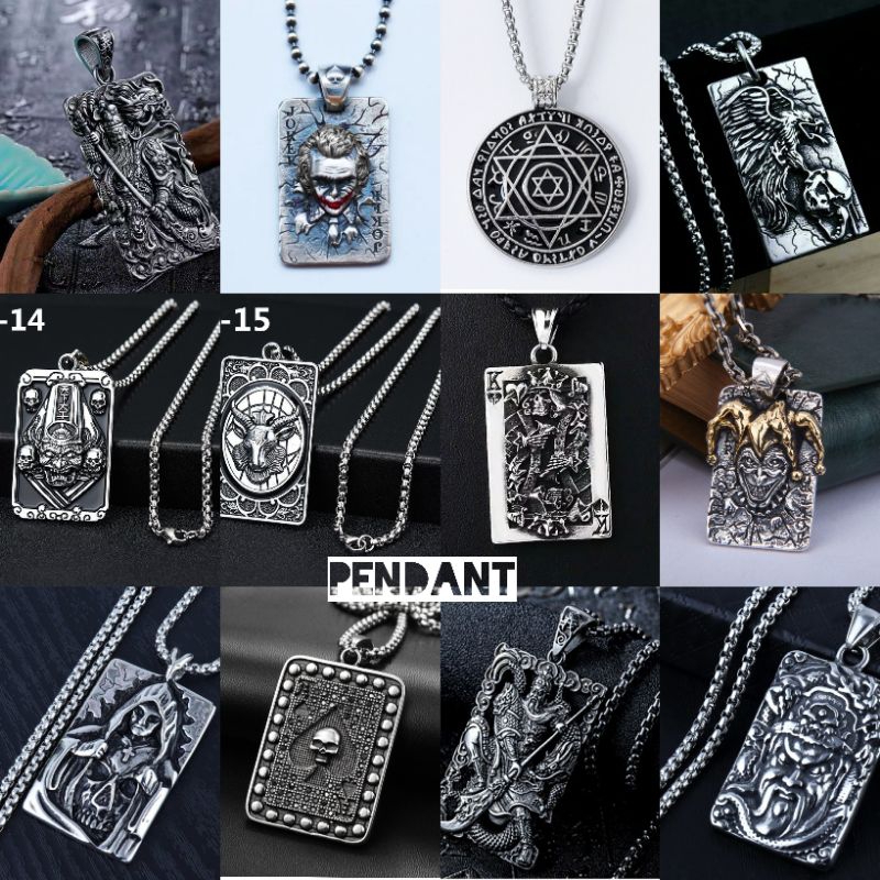 Kalung pria tengkorak punk style men necklace skull pendant series