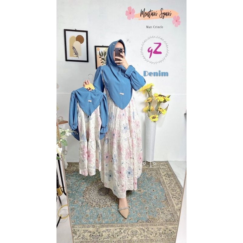 Gamis set Khimar couple ibu dan anak ORI Gwenza (HARGA ECER)