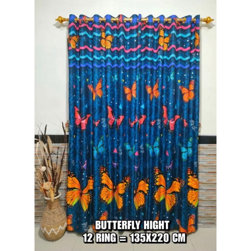 [ PINTU DAN JENDELA ] GORDEN SMOKRING MOTIF BUTTERFLY NIGHT BLUE / KUPU KUPU BIRU